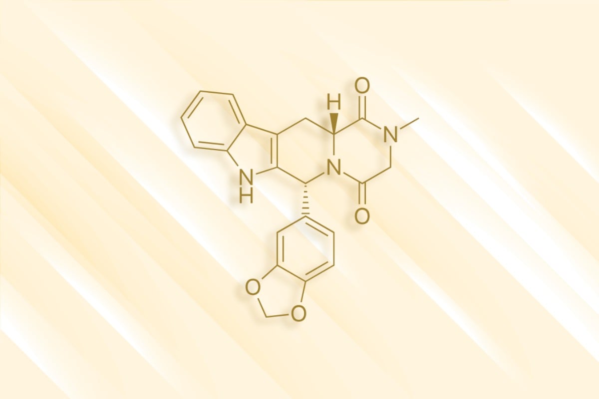 Reprezentare artistică a structurii moleculare a Tadalafil